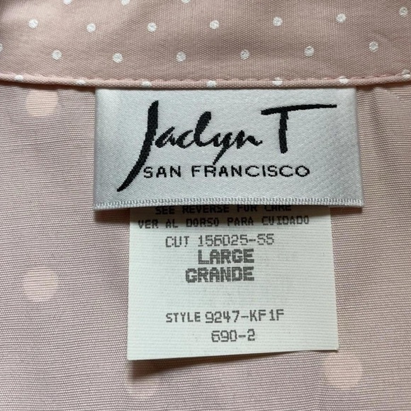 Vintage 80s Cottagecore Button Up Tank LARGE Jadyn T Pastel Pink Polka Dot - Picture 7 of 8